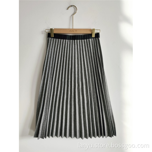 Solid Color Long Large Pleated Skirt